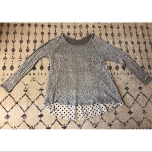 Marled Knit Tunic with Sheer Polka Dot Back- Lg